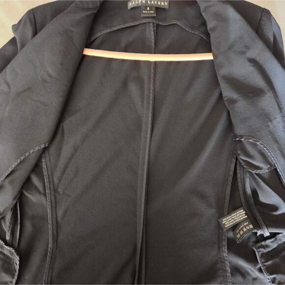 Ralph Lauren Black Label Black Crepe Wool Blend BlazerJacket Size 8 - Picture 6 of 15